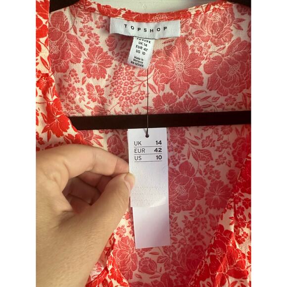 NWT Topshop Ruffled Wrap Dress US Size 10P - Picture 6 of 9